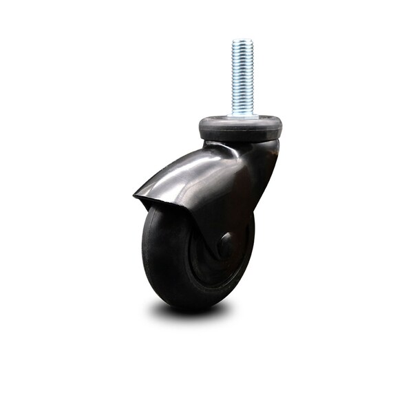 3 Inch Black Hooded Neoprene Rubber 1/2 Inch Threaded Stem Caster